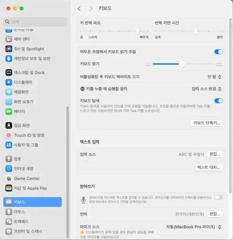 맥북 스페이스바(띄어쓰기) 마침표 비활성화